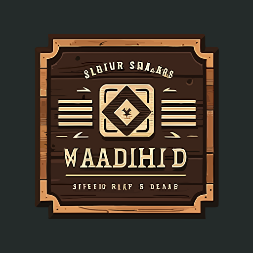 simple logo design for a wood workshop, name "wood in a square", flat 2d, vector, esport, company logo,bauhaus style