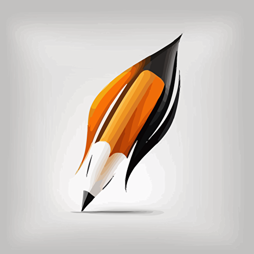 black white and orange, minimalistic pencil logo, white background, vector image