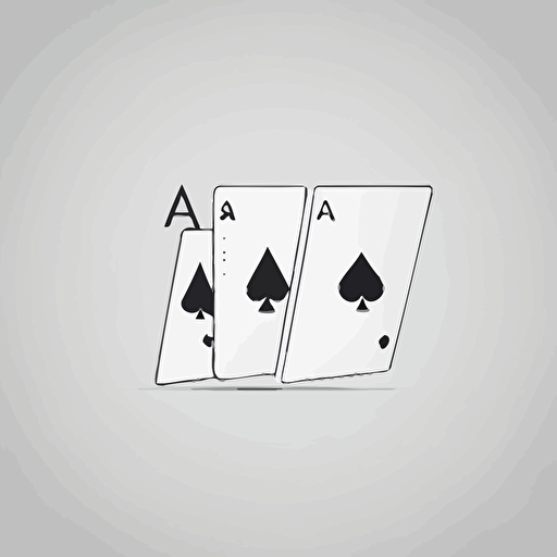 minimal line Logo of 3 Aces Cards, Vector, Simple, transparent, black and white, sketchy, cartoony, minimalistic