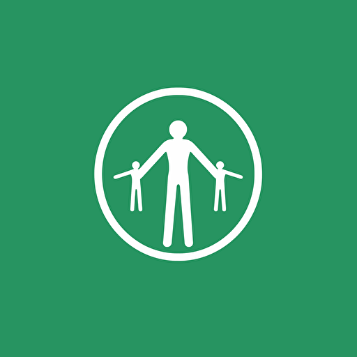 a logo for a physiotherapistwhere a stickfigure has two hands around it, green, white, vectorized, simple, 2d