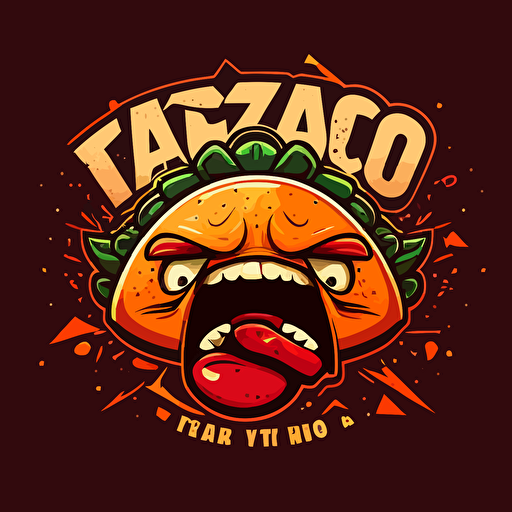 angry taco logo, vector