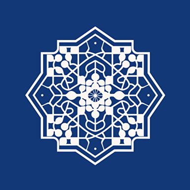 Vector illustration logotype for a company that combines Delft pottery, Italian ceramics, and arabic geometric motifs. Minimalistic, sans typefaces, and slick design HEX #375184