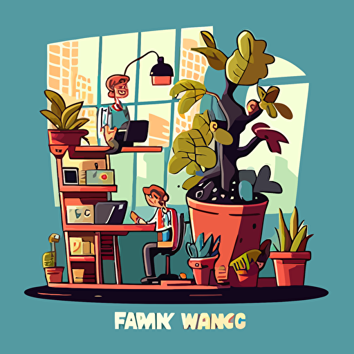 growing workplace cartoon vector flat