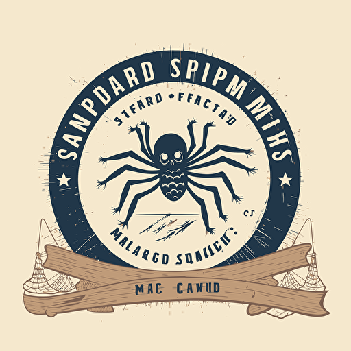 Design logo, art, flat design, vector. brand identity is for a hand-crafted american made products. text Spider Island Trading Company