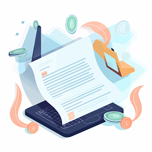 vector art showing a claim file being submitted to be paid by dollar symbol