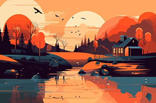 Stylish and modern vector illustration of a beautiful landscape