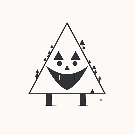 minimal brand logo, vector, clever, geometric, wes anderson, black on white flat logo of a tree with teeth 2d