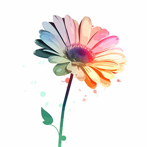 a single flower with no stem, use pastel colors only, 2d clipart vector, minimalistic , hd, white background