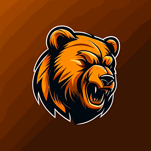 sports team mascot, head logo, hungry bear, simple, vector, minimalist