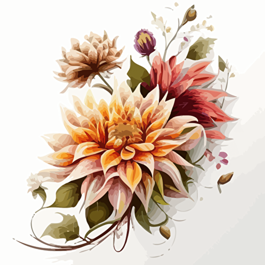 sticker, vector, white background beautiful flower