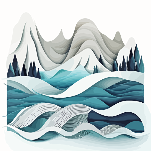 flat vector illustration waves with many layers white background