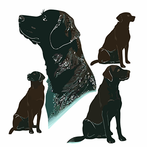 multiple sillheouttes of labrador retriever dog, flat vector