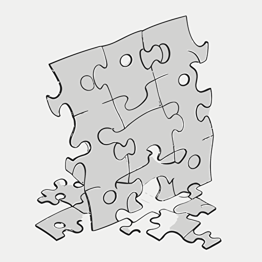 simple vector illustration, line drawing of puzzle