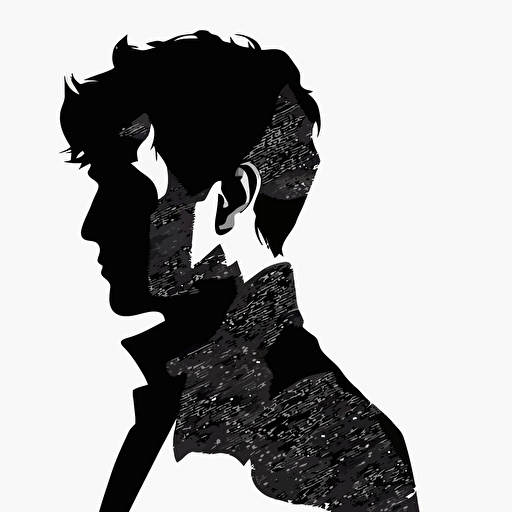 silhouette of a person, black on white background, flat vector art, black and white