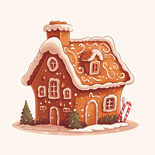 cartoon style gingerbread house clear white background vector