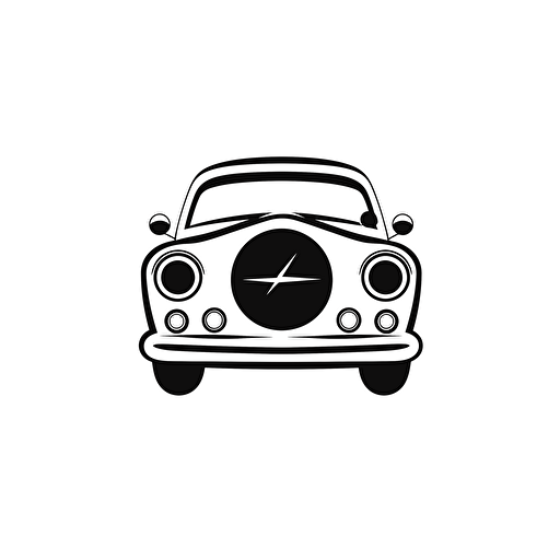 simple car and camera logo, black and white, minimal, vector art, modern, expansive