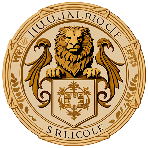 a vector type image of a square with a circle in the center. In each corner of the square is a spandrel. In each spandrel there is an intricate gold image representing a Hogwarts House. The upper left spandrel has the silhouette of a lion. The upper right spandrel has a silhouette of an eagle. The bottom left spandrel has the silhouette of a snake. The bottom right spandrel has a silhouette of a badger. There is nothing within the circle.