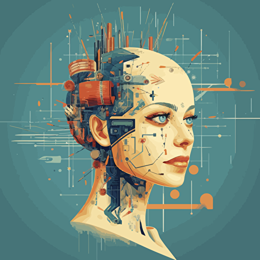 AI is the new knowledge, arrow, students, vector style