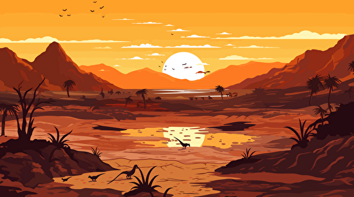 illustration cretaceous landscape with muddy ground vector style