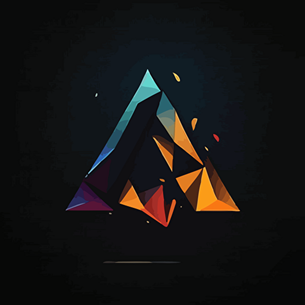 Simple logo design of letter “AI”, flat 2d, vector, company logo, low poly, dark background