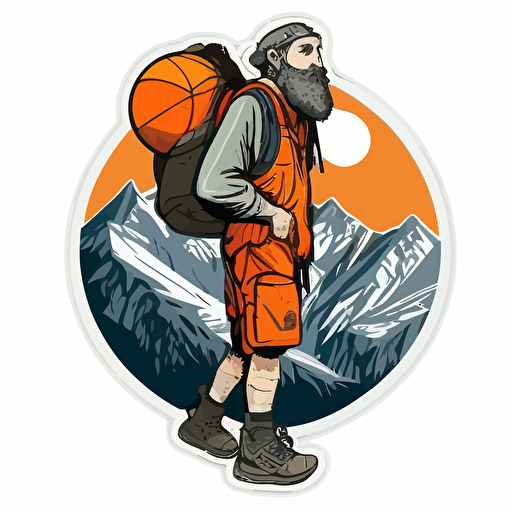 sticker of a mountaineer holding a basketball simple vector