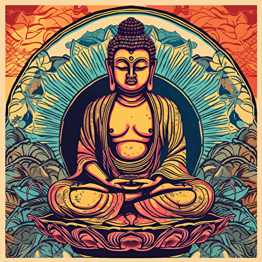 colorful Buddha vector art tile