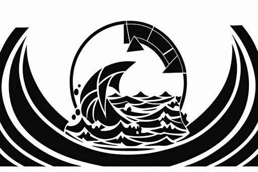 the sea, logo style, vector, black and white, flat