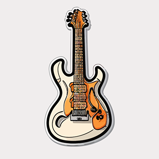 guitar electric, sticker, vector, white background, contour, cartoon style