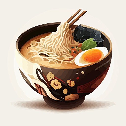 ramen bowl, vector art, white background