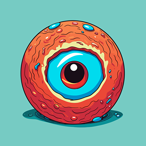 giant eyeball by tim lahan, flat colors, 3/4 pose, 2d vector art