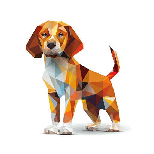 colorfull origami Beagle dog, vector art, white background