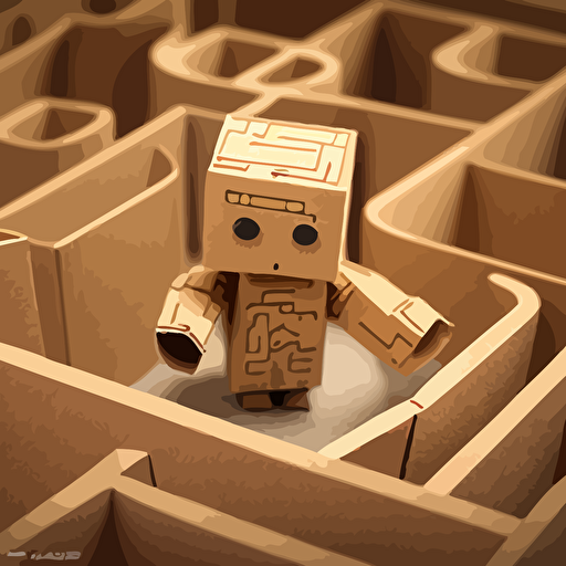 a small Vector® 2.0 robot with sensor navigating through a small cardboard maze-relastic, Nikon D850, 14-24mm f/2.8 lens, still shot, photo