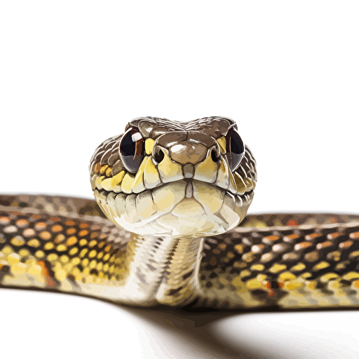 Garter Snake looking with head up straight in the camera, white bg, vector