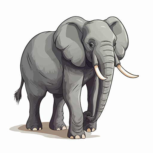 elephant, detailed, cartoon style, 2d clipart vector, creative and imaginative, hd, white background
