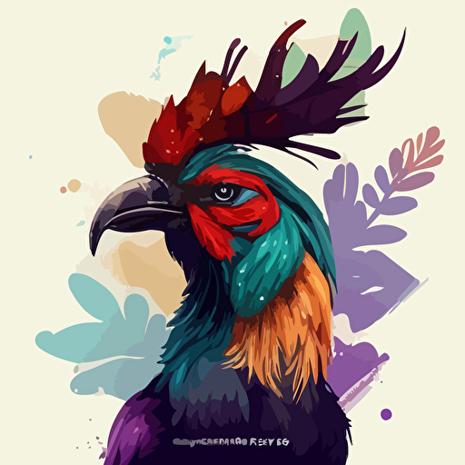 gallo hipster colorido vibrante en vector