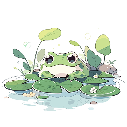 /simple cartoon frog vector illustration and pond