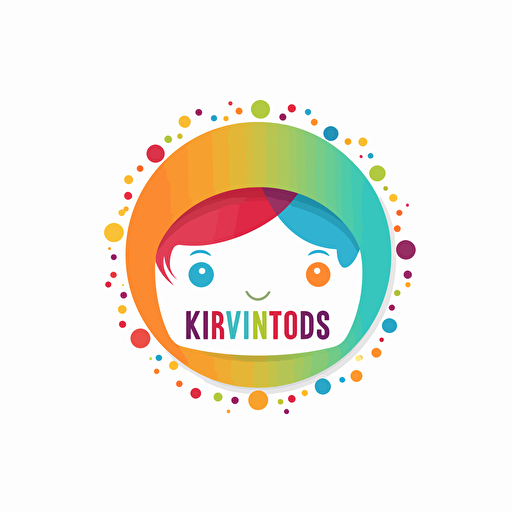 concept for logo of kids event company, vivid colors, text in the center, white background, vector, flat design, organic shape
