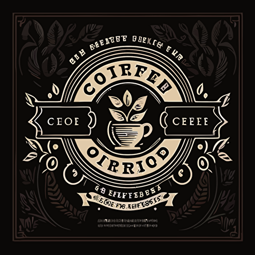 black vector of a coffee brand logo, icon, 2d