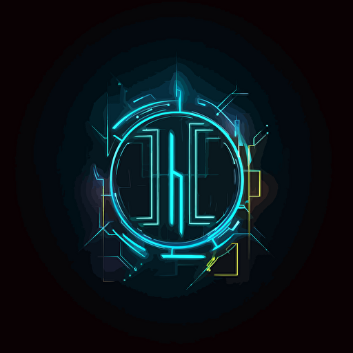 Cyberpunk style logo illustration for the letter HP, black background, vector,