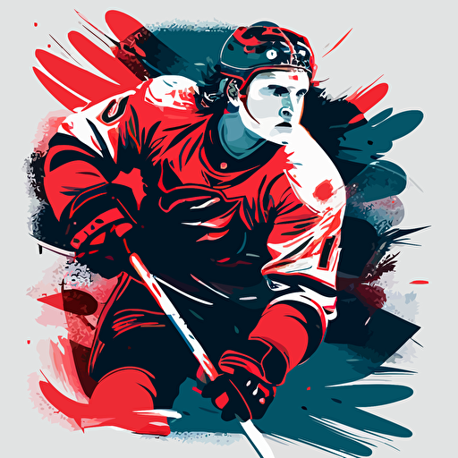 hockey player art vector illustration 2 colors ar 2:3