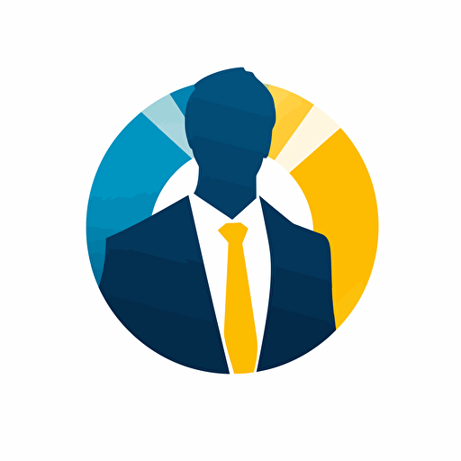 a simple, vector image for an executive coaching business. Yellow, bright blue, white,