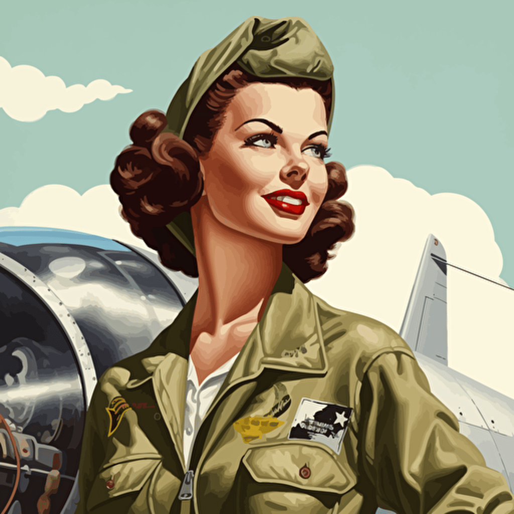 ww2 era aitcraft vector art with pin up
