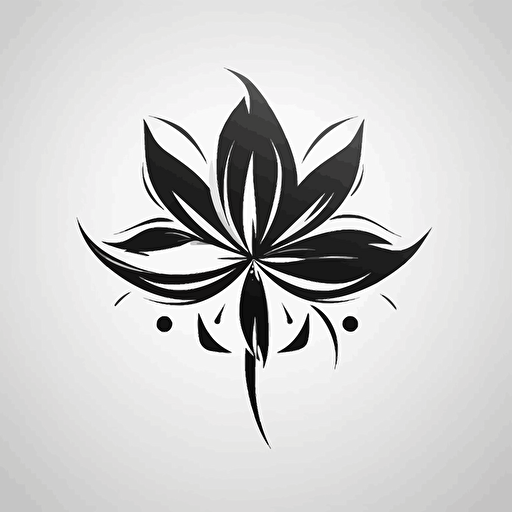 minimal vector art futuristic symbol of a flower and a blade, cyber style, black on white backdrop