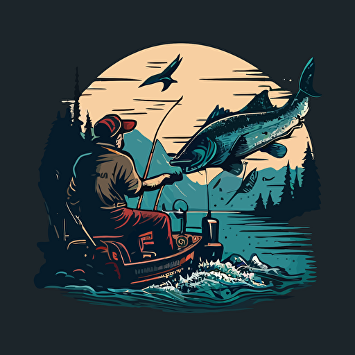 vector, fisherman reeling a fish, ar9:11