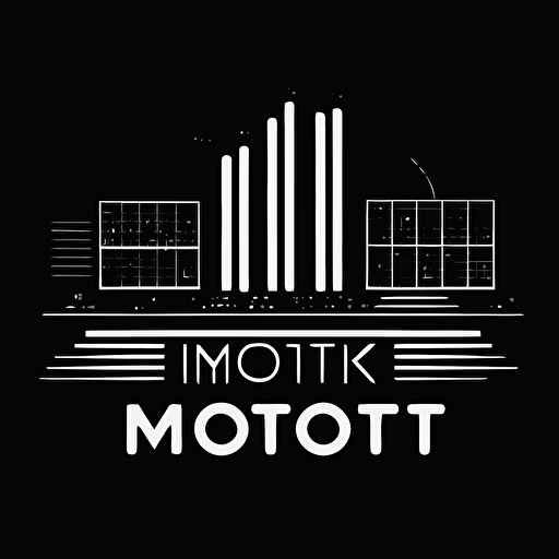 iconic logo of modern factory, IoT, white vector, on black background, minimalistic, without text