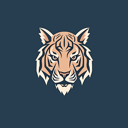 minimal line logo of a tiger head, vector