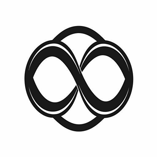 a thick black infinity symbol with a distorted filter on a white background, black and white, lineart, vectors,