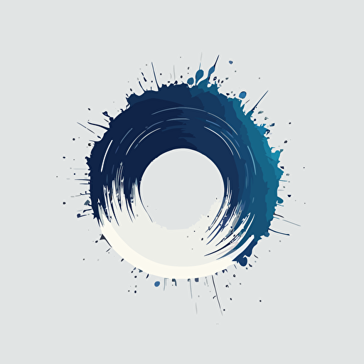 abyss, logo, vector, simple, flat, minimal, white background, circle, blue and white, high quality