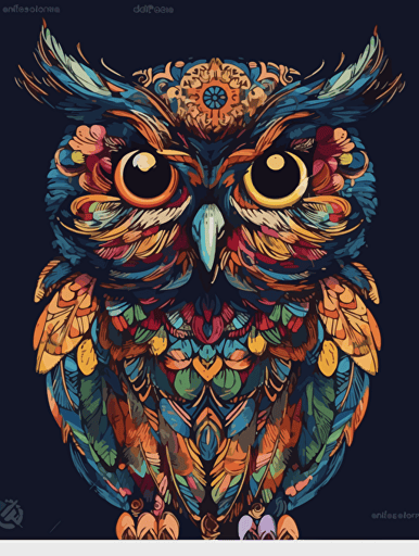 owl color printable vector