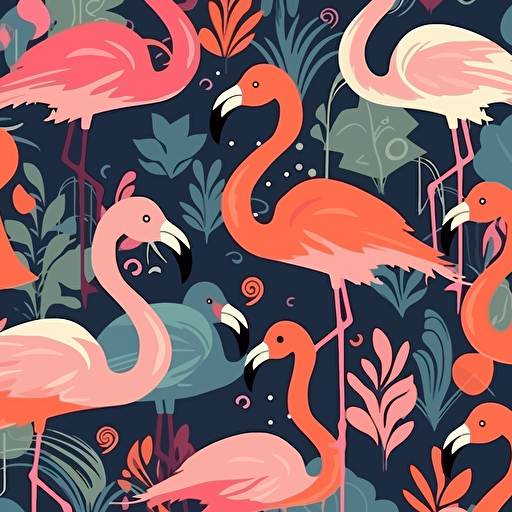 Flamingo Vector Seamless Pattern